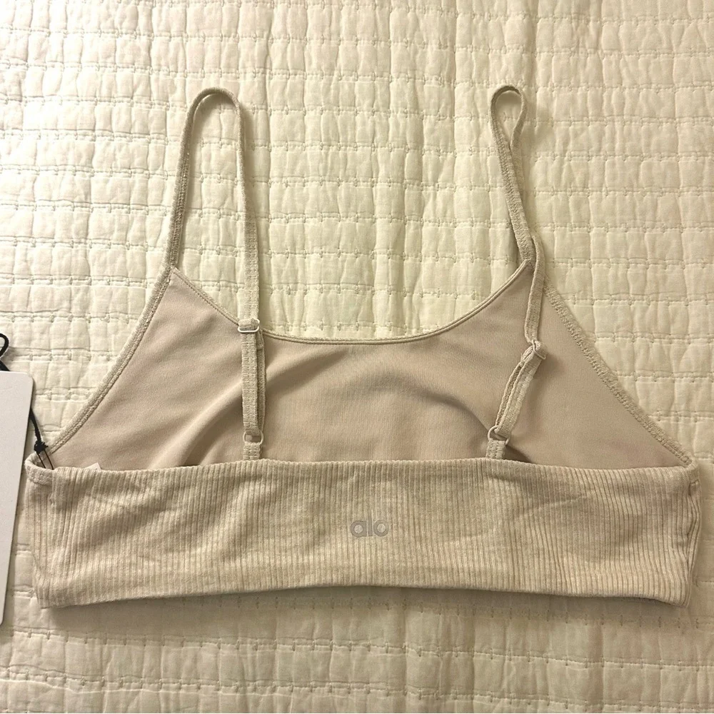 ALO Yoga Ribbed Scoop Bralette in Beige